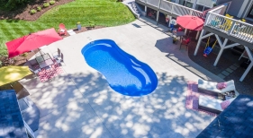 Freeform pool with seat